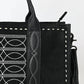 American Darling - Women's Black Suede Tote Bag With White Hand-stitching