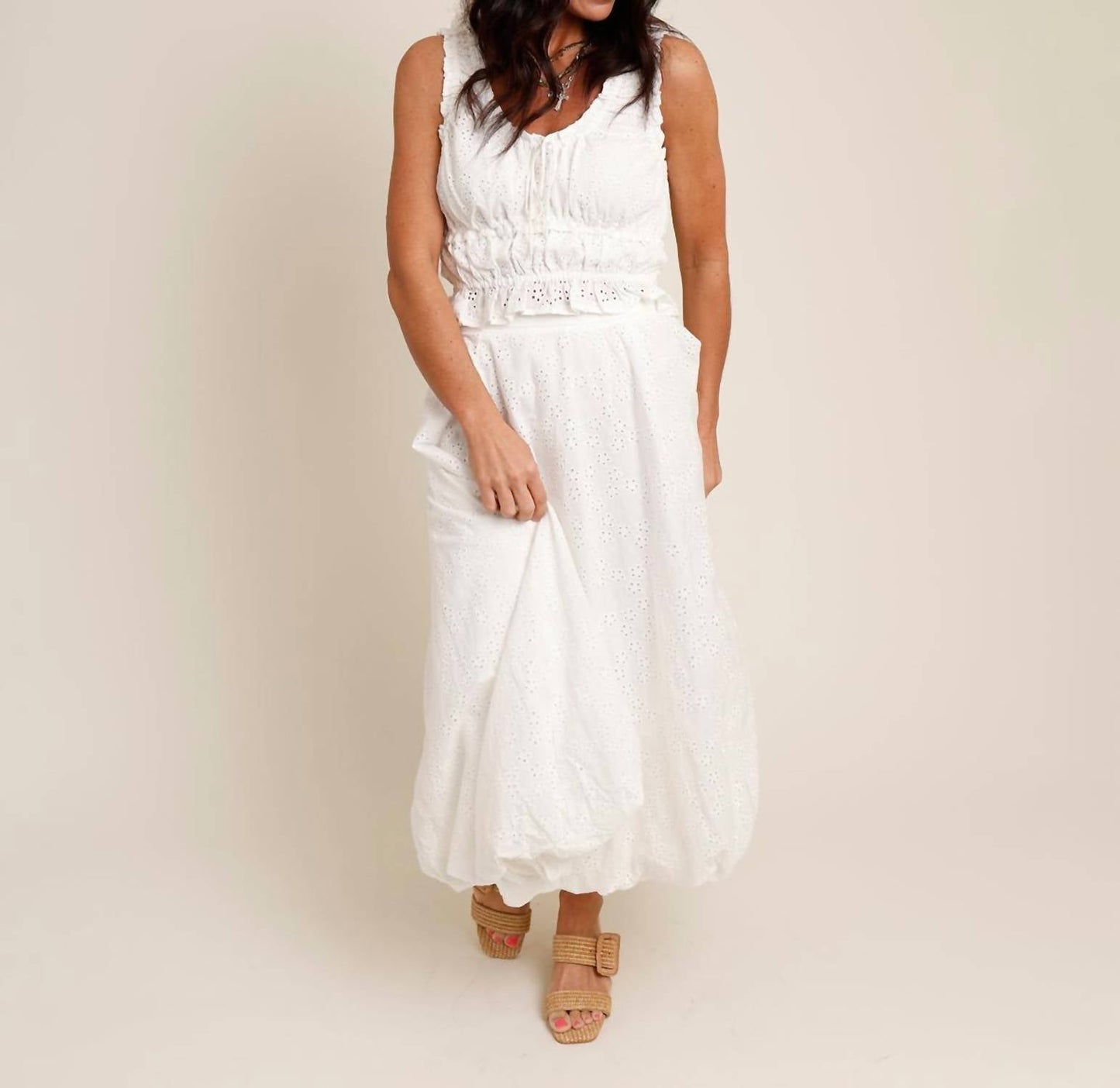 Astr - Kissel Eyelet Maxi Skirt