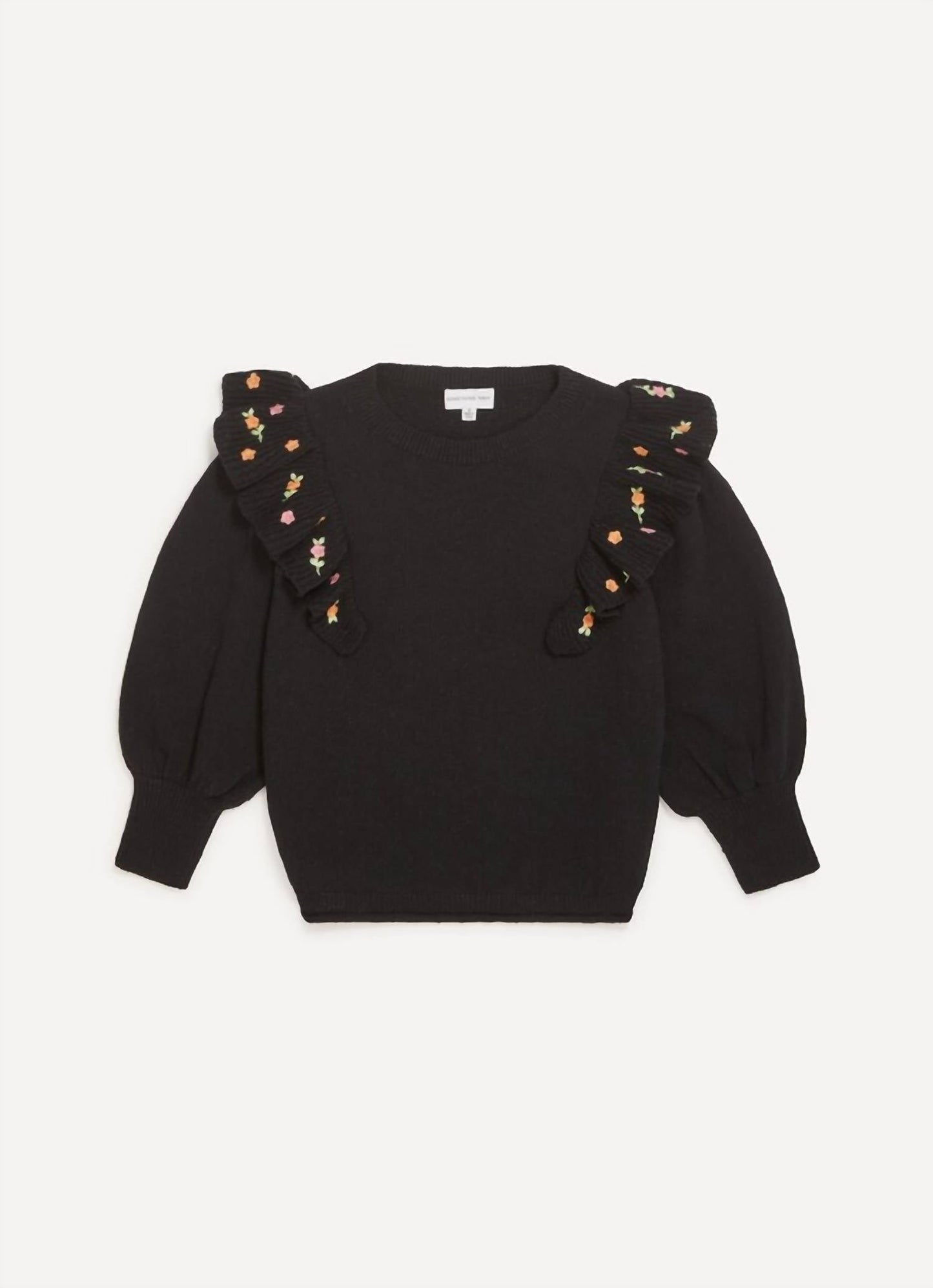 Something Navy - LOUISE EMBROIDERED RUFFLE SWEATER