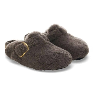 Birkenstock - Sandálias femininas Boston Big Buckle Shearling estreitas