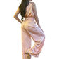 A.C.G. Los Angeles - Satin Wide Leg Pants & Cowl Neck & Flower Sleeveless Top