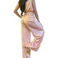 A.C.G. Los Angeles - Satin Wide Leg Pants & Cowl Neck & Flower Sleeveless Top