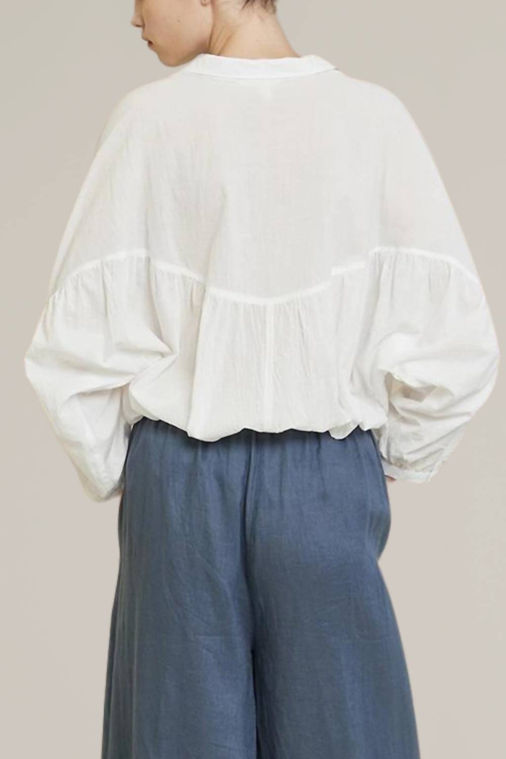 Grade & Gather - Oversize Round Yoke Button Down Shirt