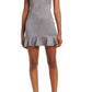 Susana Monaco - RUFFLE HEM SLEEVELESS FAUX SUEDE DRESS