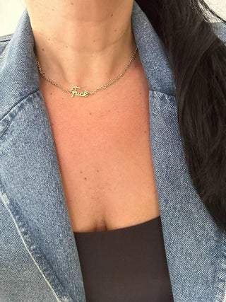Eklexic - Colar Feminino F*ck com Letras Delicadas