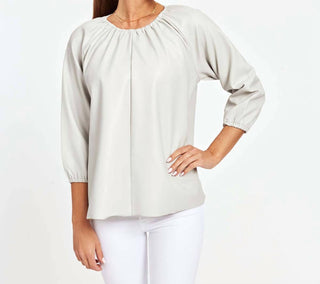 Dolce Cabo - Blusa Blakely de couro sintético com manga bufante