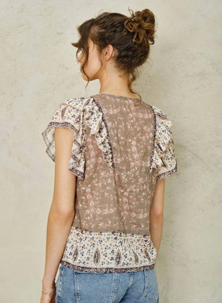 MABE - Blusa com babados e estampa Bani