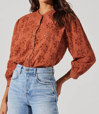 Astr - Savanna Eyelet Button Up Top