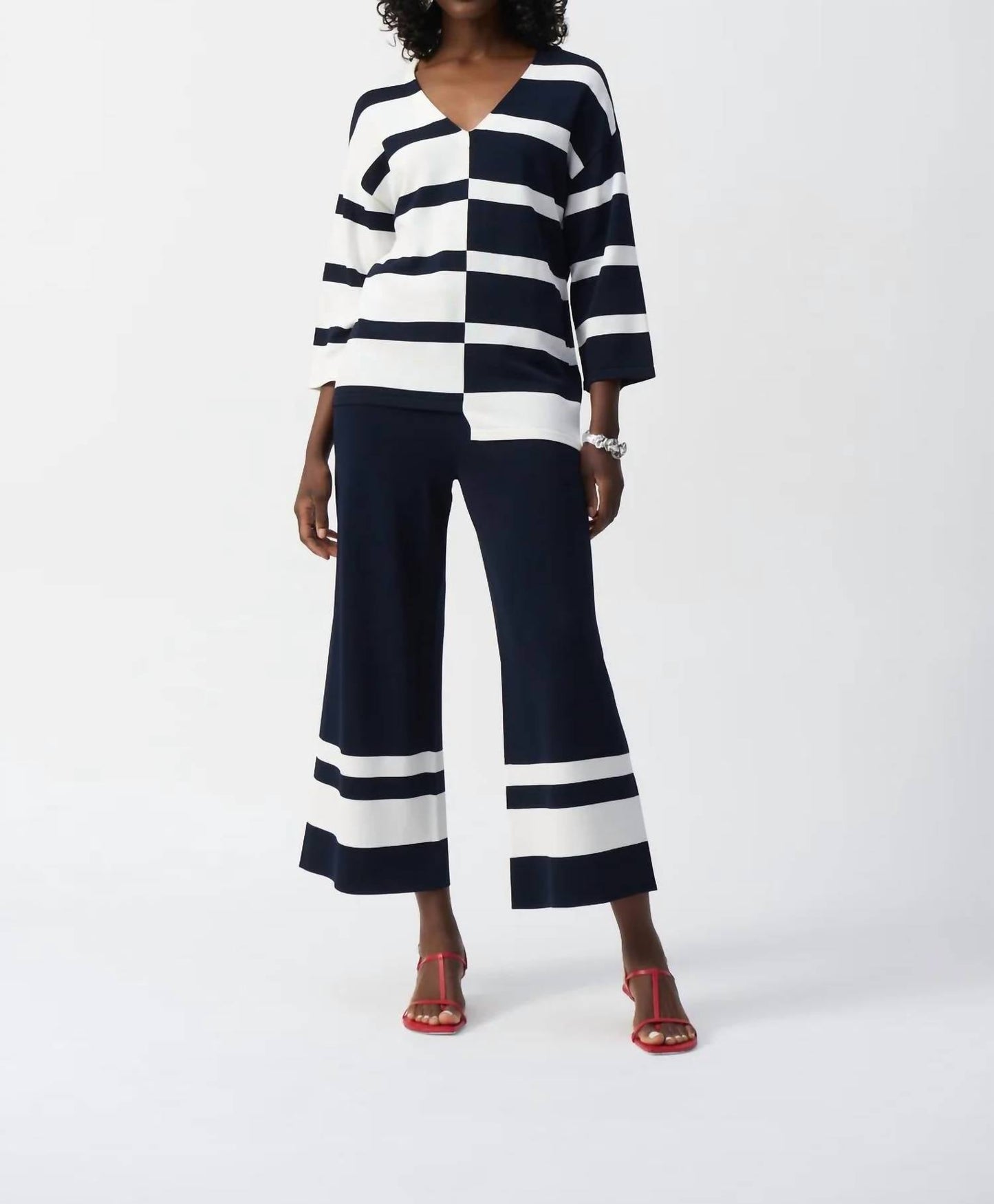 Joseph Ribkoff - Stripe Pull On Wide Leg Culotte Pants