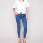 Charlie B - Elbow Sleeve V-neck Embroidered Blouse