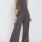 Aakaa - Halter Vest Top and High Waisted Long Pants Set