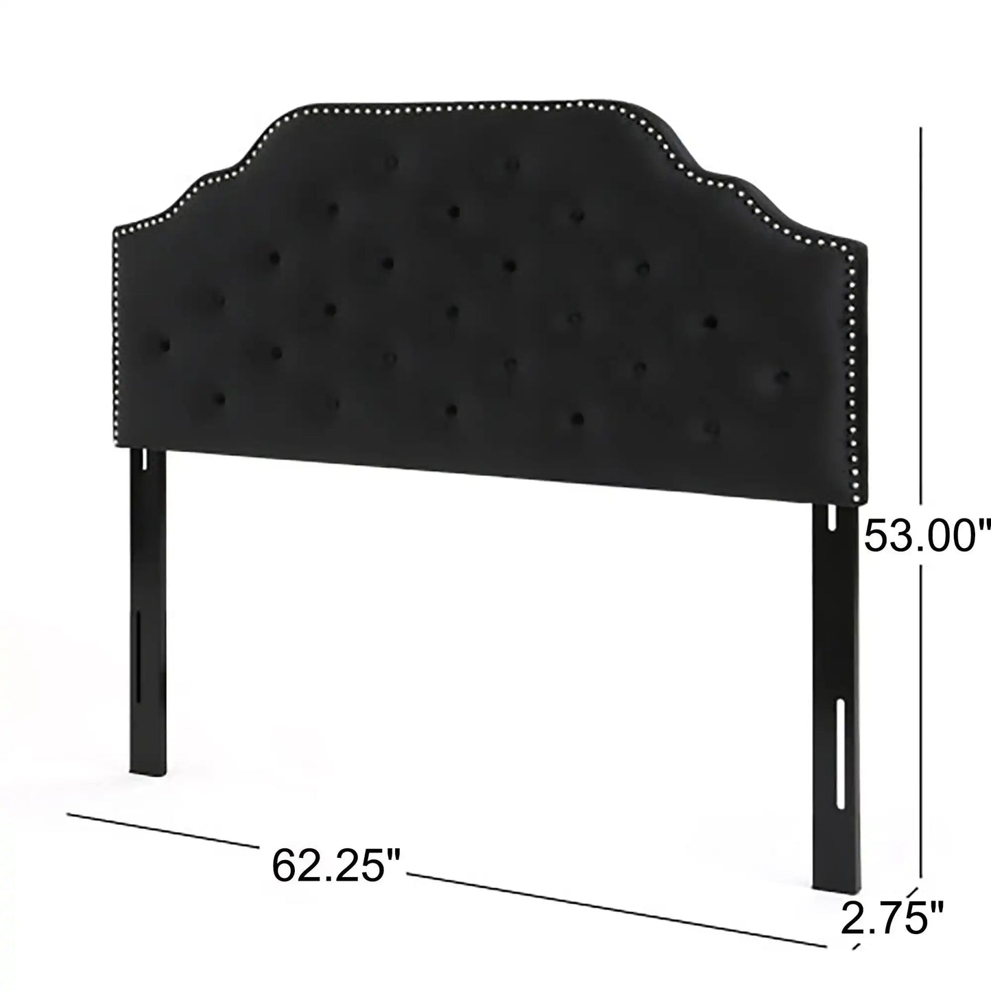 Charismatic Queen Size Headboard with Button Tufting and Nailhead Trim