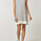 Lalavon - Striped Pleated Sleeveless Sweater Mini Dress