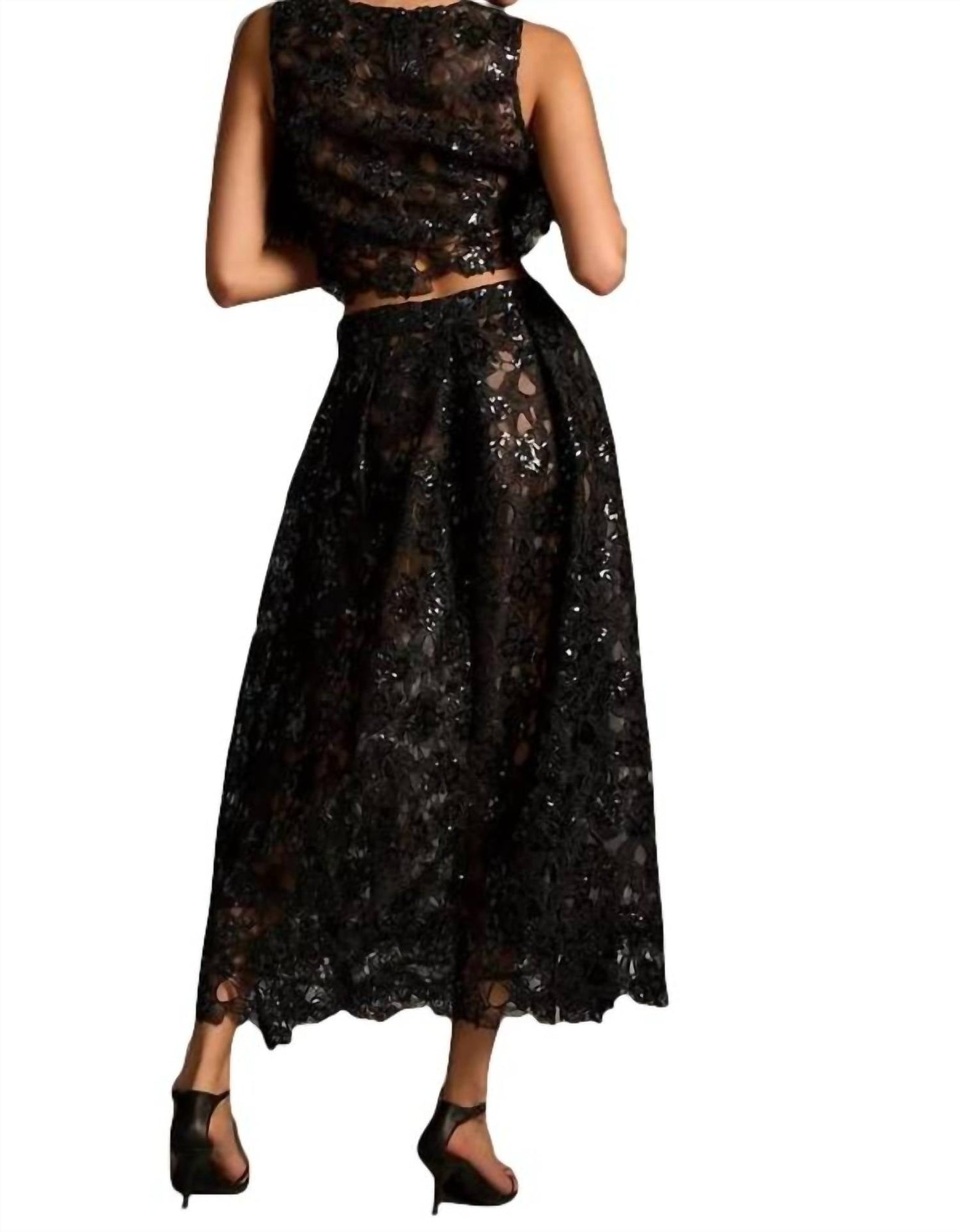 Eva Franco - Embroidered Lace Shine Maxi Skirt