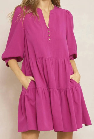 Entro - Tiered Button Dress