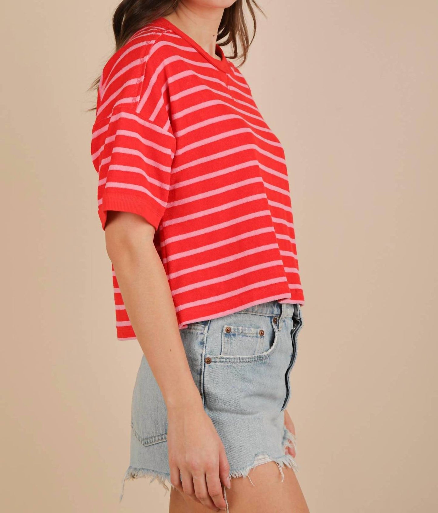 Very J - Oversized Stripe Casual Comfy Knit Top