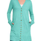 Zenana - Women's Snap Button Longline Cardigan