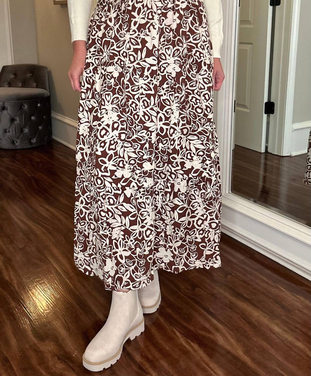 &Merci - SMOCKED WAIST FLORAL MAXI SKIRT