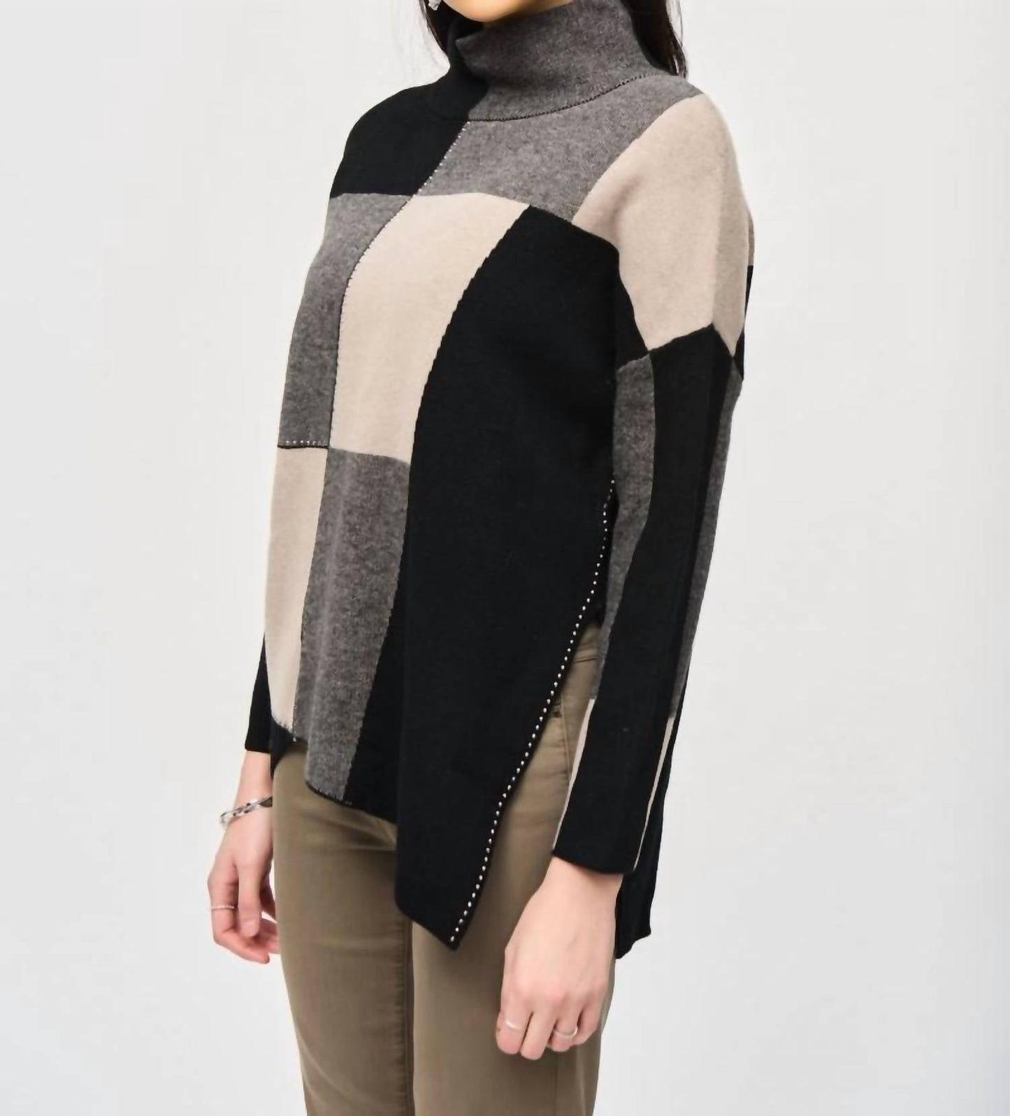 Joseph Ribkoff - Color Block Pullover Mockneck Sweater
