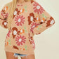Baevely By Wellmade - Jacquard Floral Print Sweater