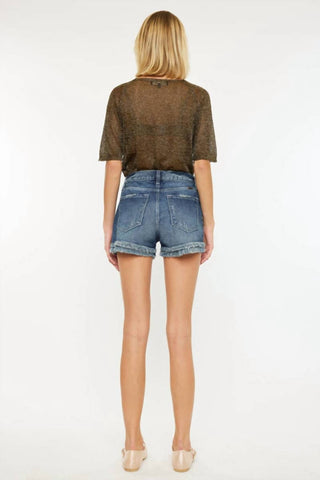Kancan - Shorts jeans com bainha desfiada