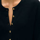 White + Warren - Cashmere Ribbed Gold Button Henley