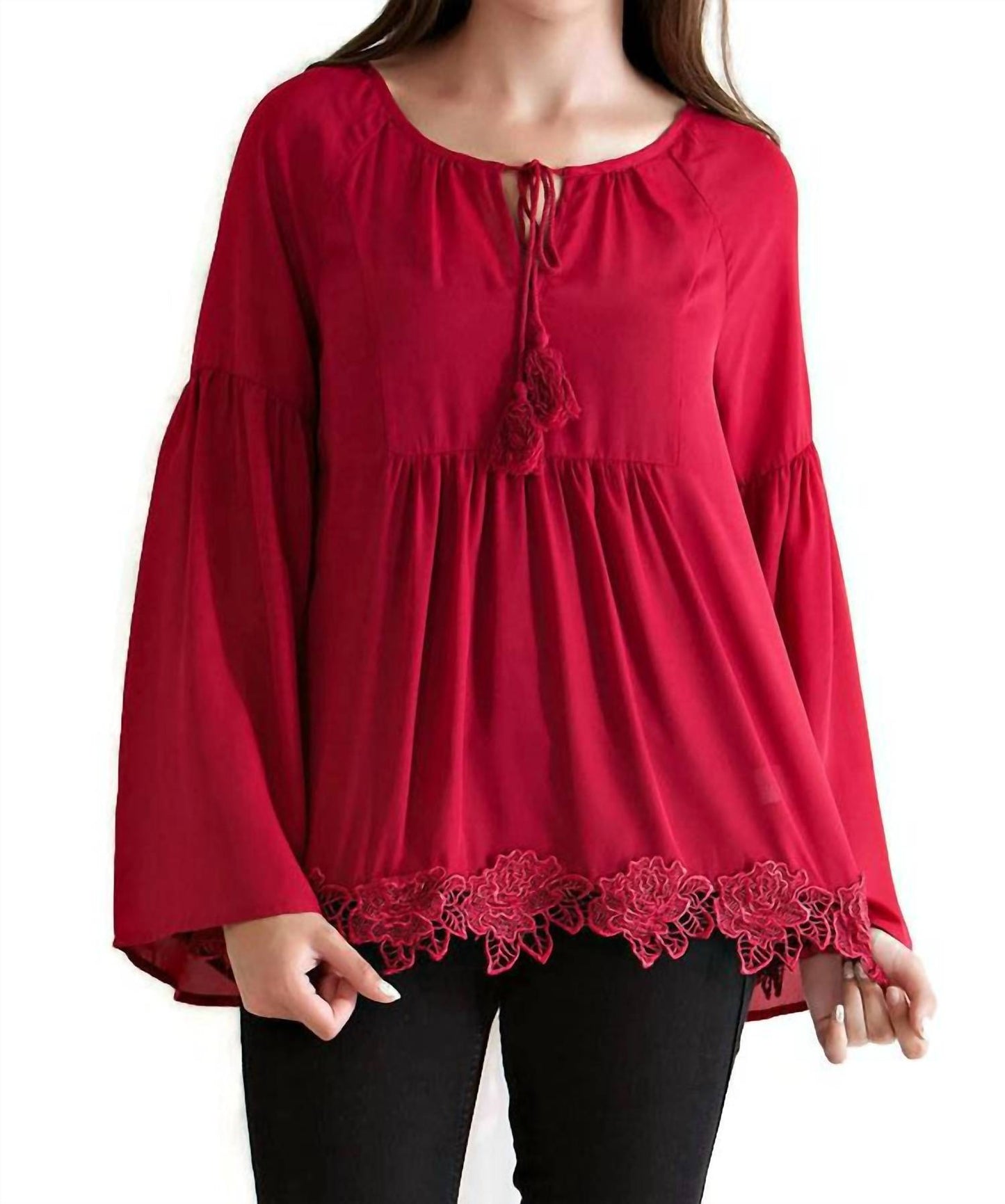 Entro - Lace, Bell & Tassel Tunic Top