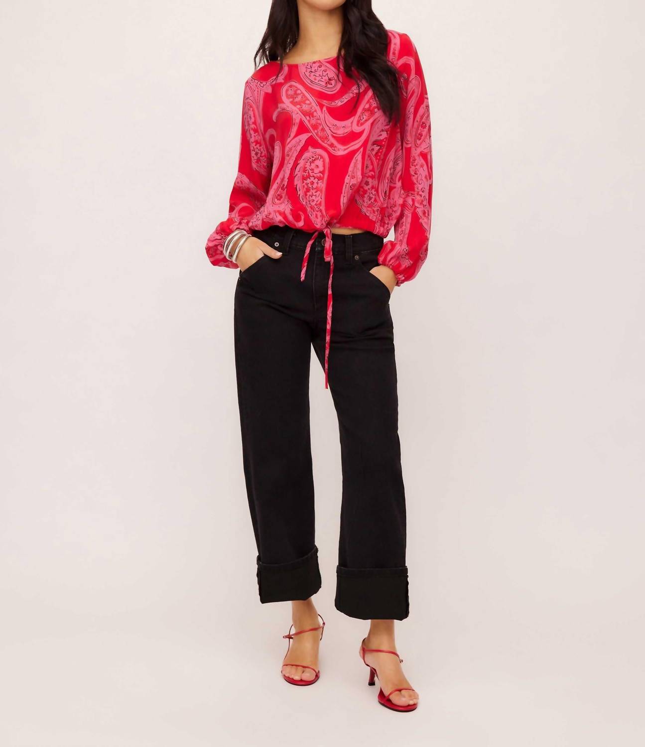 Fifteen Twenty - Claudine Tie-waist Paisley Print Top