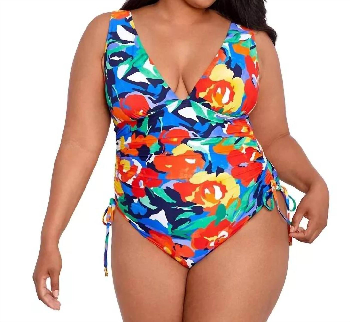 Ralph Lauren - Plus Size Side-shirred One Piece Swimsuit