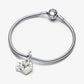 Pandora - Pearlescent White Heart Double Dangle Charm Sterling silver charm only