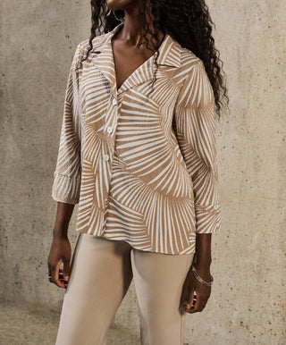 Joseph Ribkoff - Jaqueta trapézio com estampa tropical de seersucker