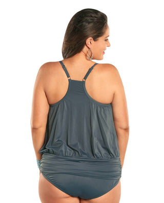Sempre para mim - Top tankini plus size de luxo com costas nadador e parte de baixo combinando