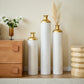 3-Piece Modern Metal Vase Set - White & Gold