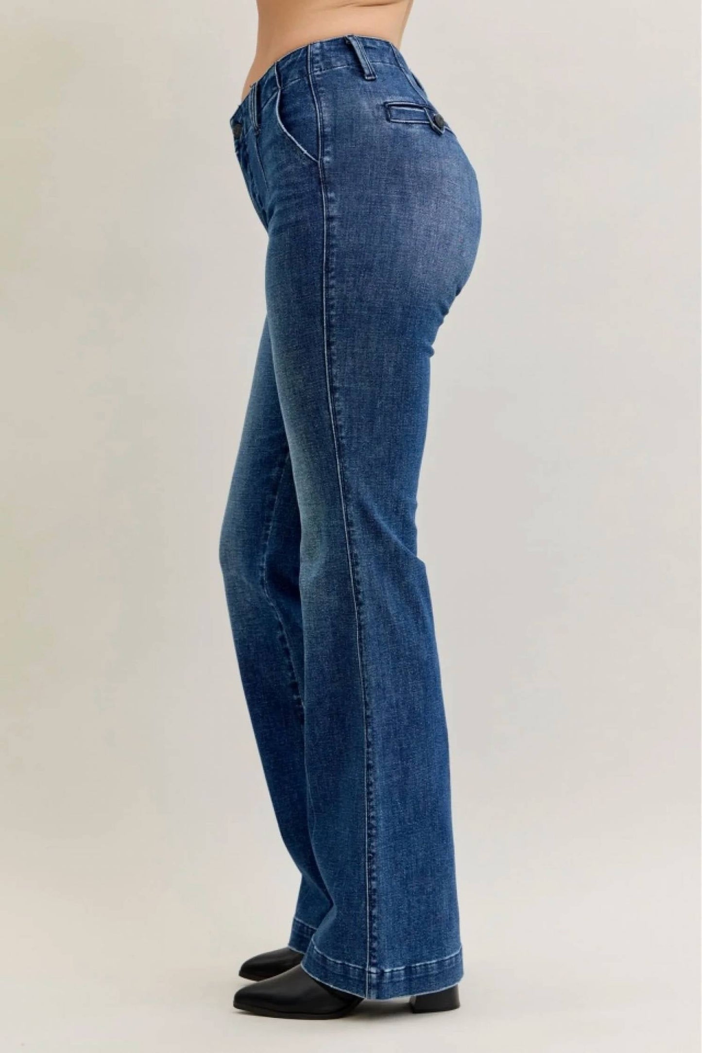 Judy Blue - Mid Rise Trouser Bootcut Tummy Control & Welt Pockets Jeans