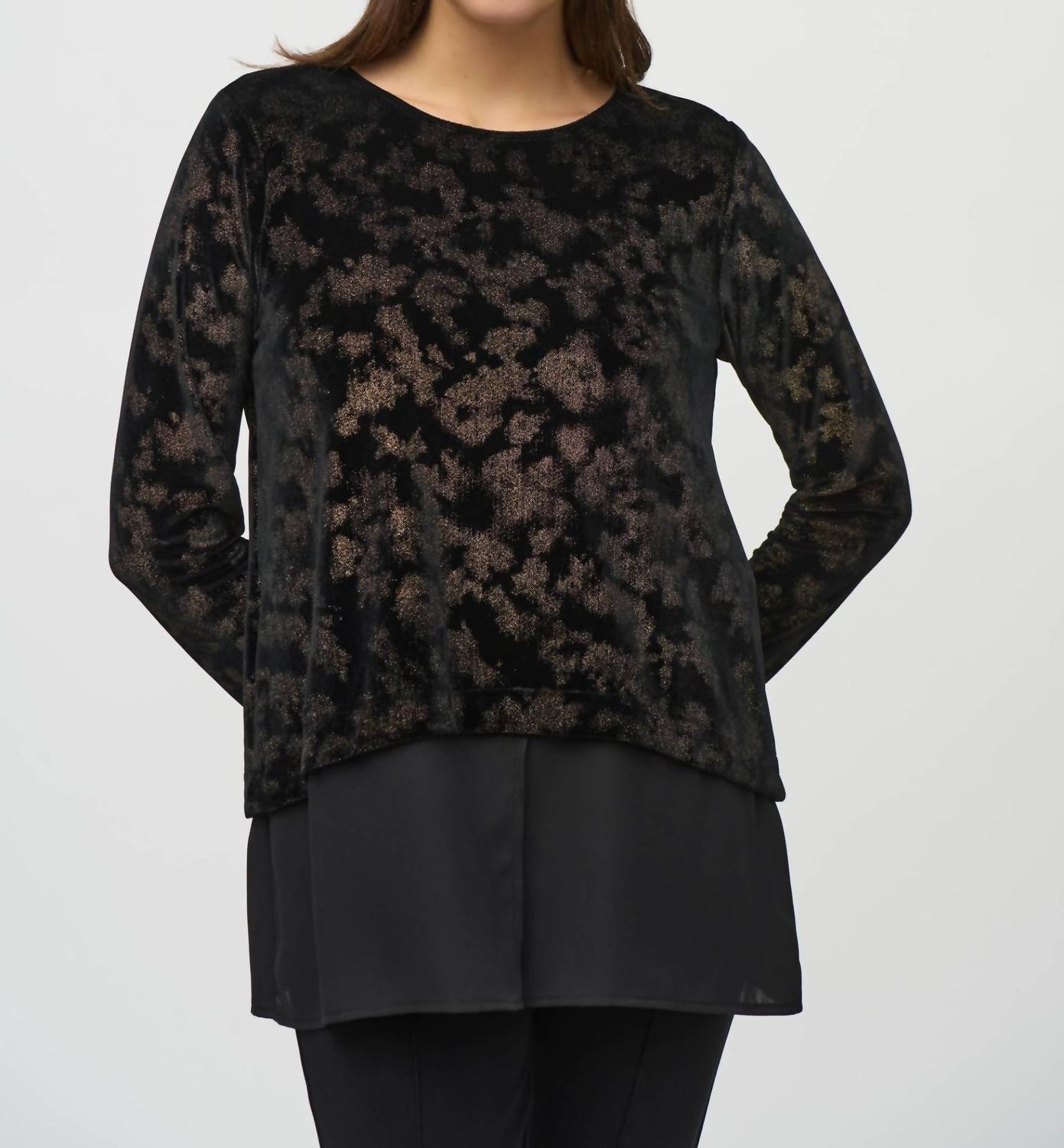 Joseph Ribkoff - Foiled Velvet Long Sleeve Top