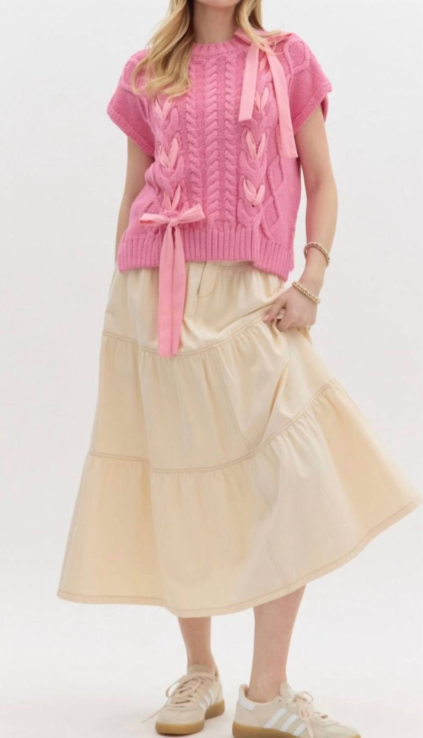 Entro - Ribbon Short Sleeve Sweater