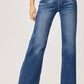 Risen - Frayed Hem Wide Leg Jeans