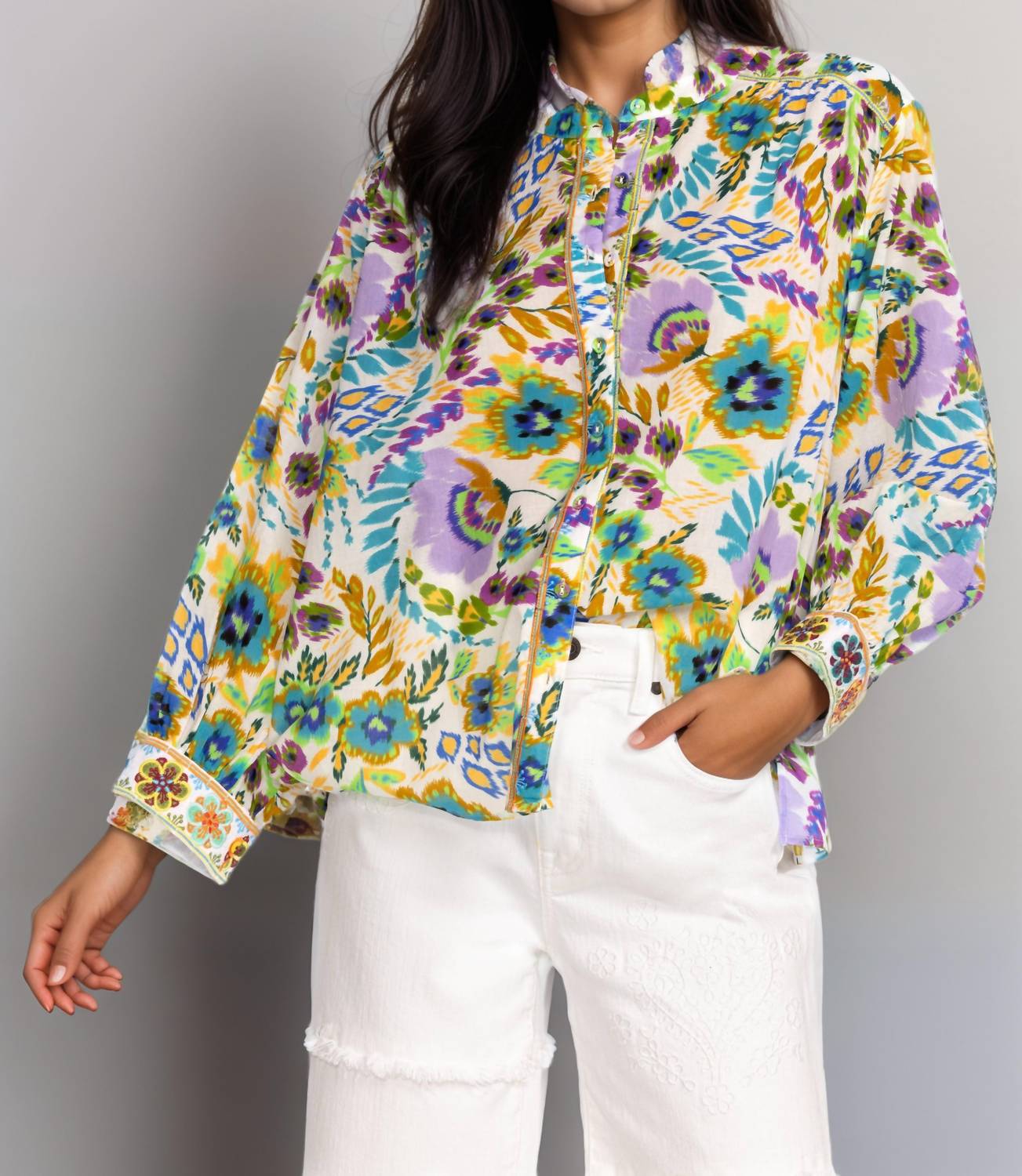 Johnny Was - Ikat Bloom Shirred Yoke Blouse