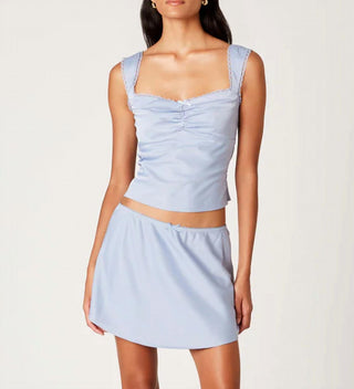 Nia - Sleeveless Lace Trim Tie Back Top