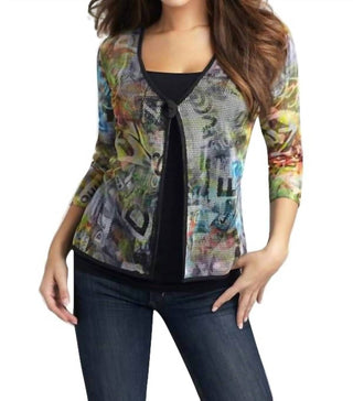 Angel - Cardigan feminino de um botão com colagem
