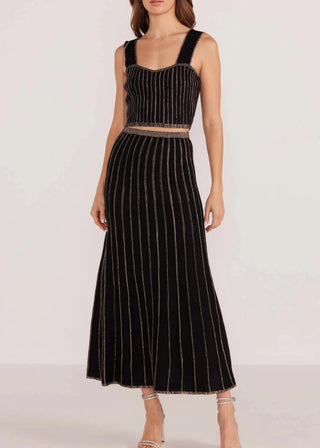 Minkpink - Conjunto Crop Top e Saia Listrados Lurex Celia