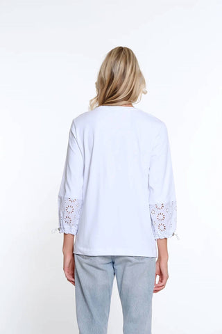 Multiples - DRAWSTRING EYELET SLEEVE TOP