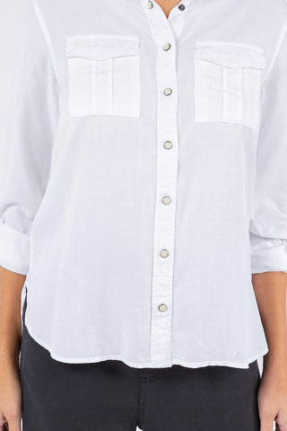 Paparazzi - Camisa de manga comprida com fecho frontal Tencel Slub Snap