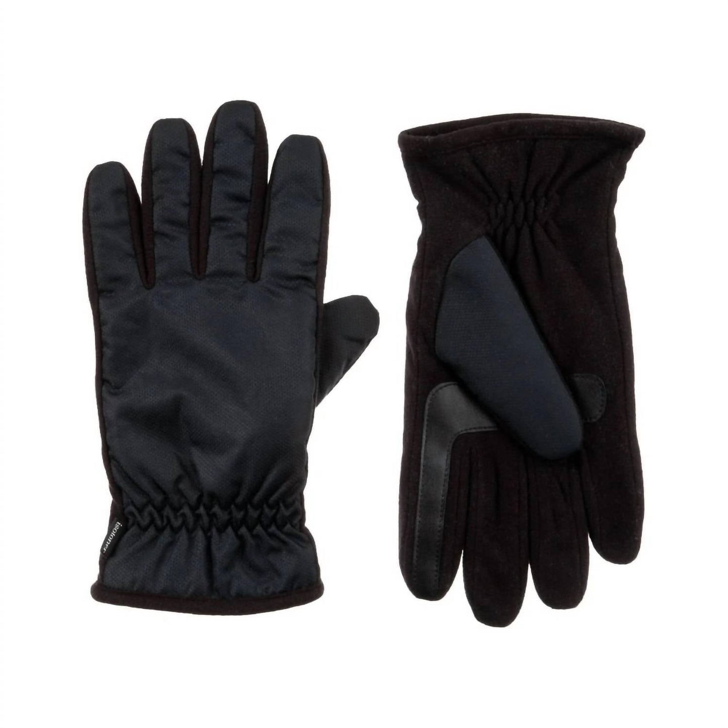 Isotoner - Men’s Nylon & Fleece Gloves with Gathered Wrist