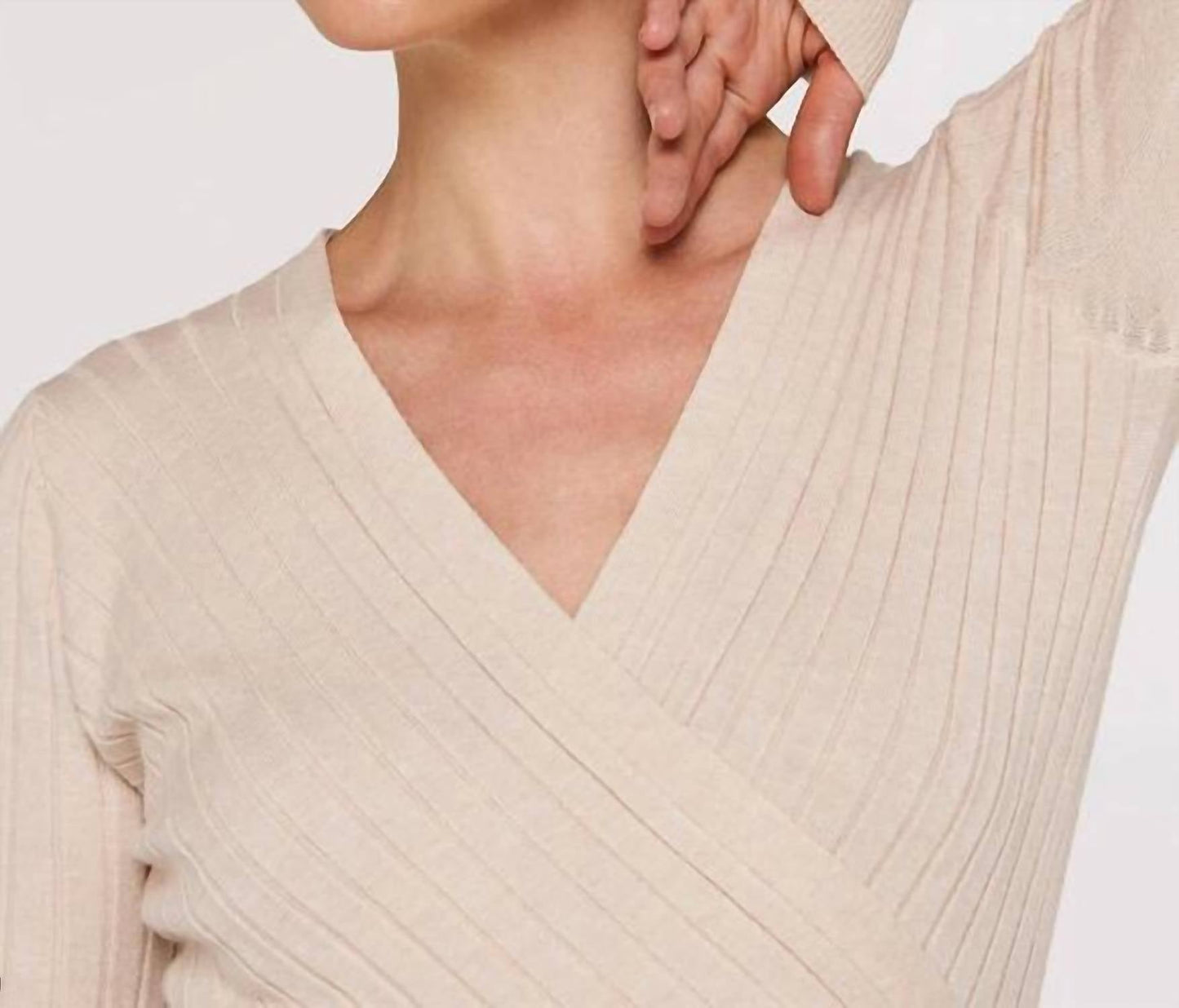 Apricot - Rib Knit Wrap Top Beige