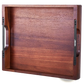 Acacia Wood Serving Tray with Black Metal Handles