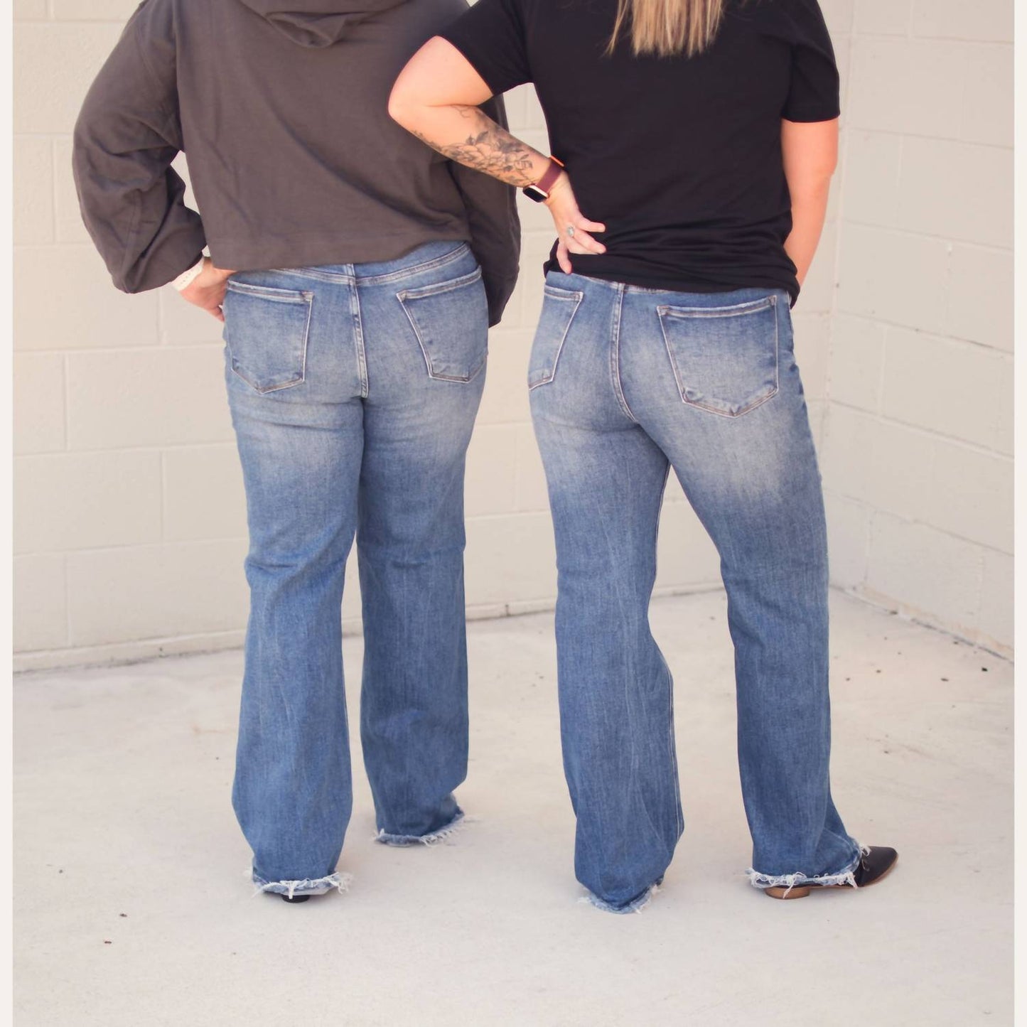 Risen - High Rise Ripped Wide Leg Jeans