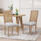 French Country Dining Chair With Rectangular Cane Backrest And Smooth Upholstered Seating