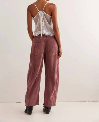 Free People - Calça Jeans Cord Barrel Good Luck