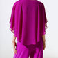 Joseph Ribkoff - Rhinestone Trim Ruffled Chiffon Poncho